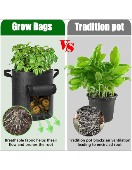 4 Bolsas de Cultivo de Patatas AGOLEAM 10 Galones 35.1cm