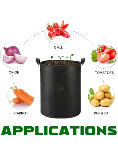 4 Bolsas de Cultivo de Patatas AGOLEAM 10 Galones 35.1cm