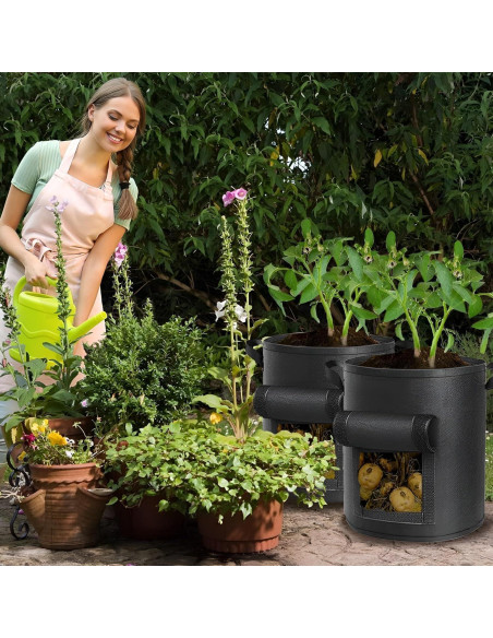 4 Bolsas de Cultivo de Patatas AGOLEAM 10 Galones 35.1cm