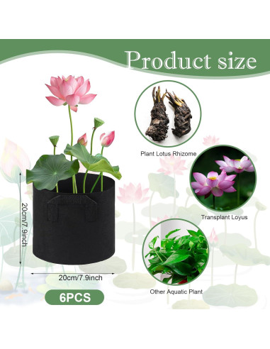 6 Macetas Acuáticas OZIO de Tela 7.57L para Estanque
