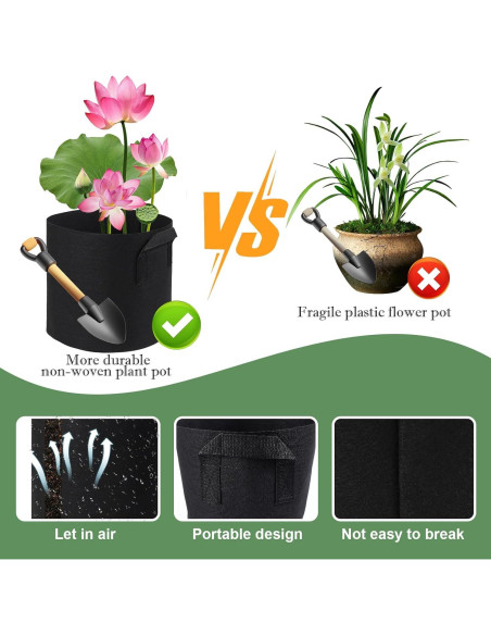 6 Macetas Acuáticas OZIO de Tela 7.57L para Estanque