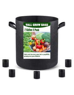 Juego de 5 Bolsas de Cultivo 7 Galones Growpropel - Tela Negra