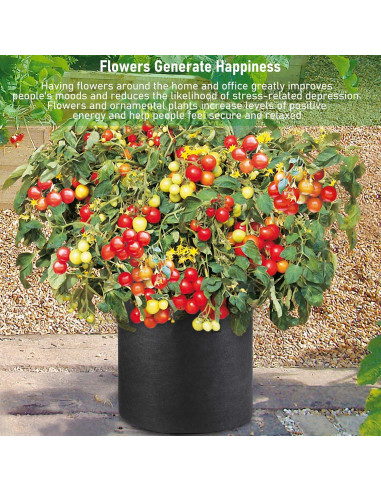 Juego de 5 Bolsas de Cultivo 7 Galones Growpropel - Tela Negra