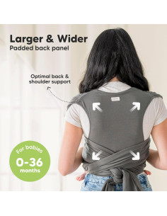 Fular Portabebés D-Lite KeaBabies Grafito - Ajustable 3.18 a 19.96 kg 2