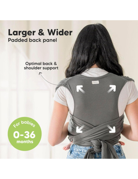 Fular Portabebés D-Lite KeaBabies Grafito - Ajustable 3.18 a 19.96 kg