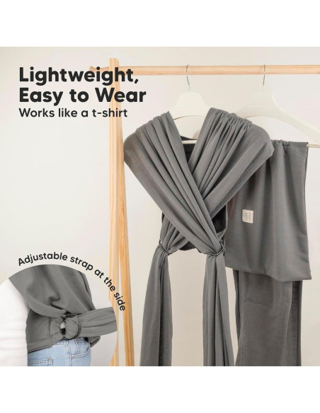 Fular Portabebés D-Lite KeaBabies Grafito - Ajustable 3.18 a 19.96 kg