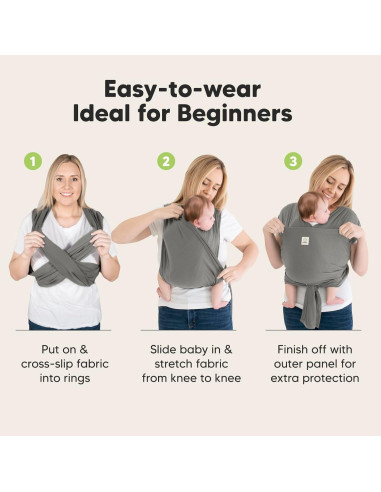 Fular Portabebés D-Lite KeaBabies Grafito - Ajustable 3.18 a 19.96 kg