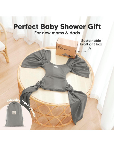 Fular Portabebés D-Lite KeaBabies Grafito - Ajustable 3.18 a 19.96 kg