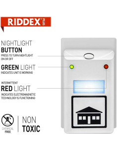 Repelente de Plagas RIDDEX Plus Enchufable con Lámpara Nocturna 2