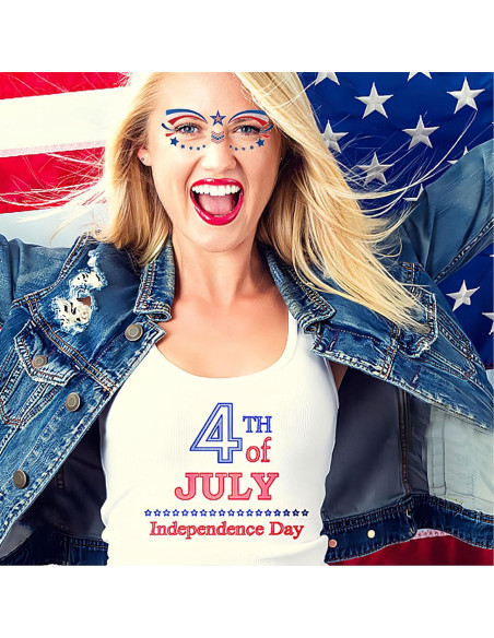 10 Hojas Tatuajes Temporales Patrióticos HIFANMM 4 de Julio