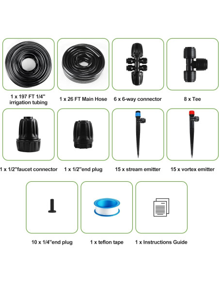 Kit de Riego por Goteo OARSE 68m con Accesorios Ajustables