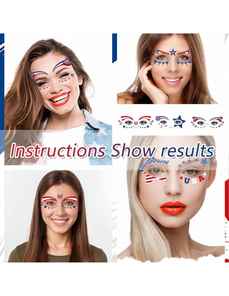 10 Hojas Tatuajes Temporales Patrióticos HIFANMM 4 de Julio