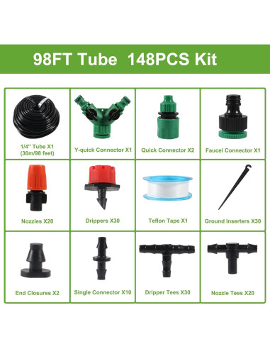 Kit de Riego por Goteo 30M MELIFE con Boquillas Ajustables