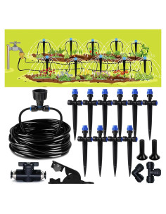 Kit de riego por goteo CHEYEEHOME 10m con goteros ajustables