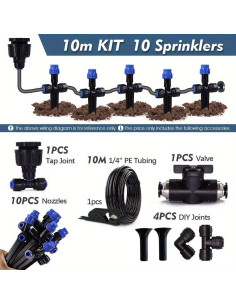 Kit de riego por goteo CHEYEEHOME 10m con goteros ajustables 2