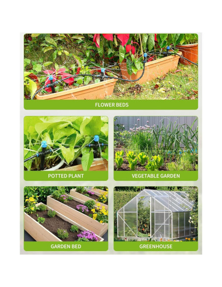 Kit de riego por goteo CHEYEEHOME 10m con goteros ajustables