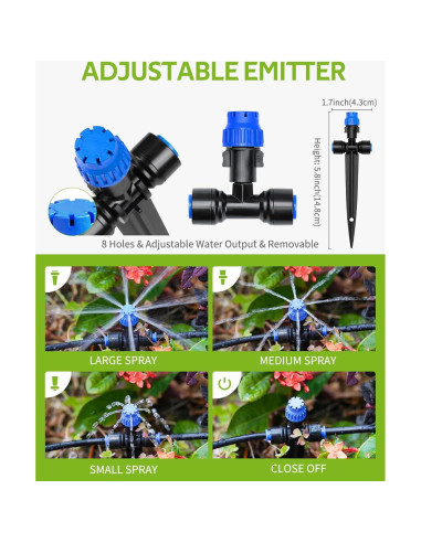 Kit de riego por goteo CHEYEEHOME 10m con goteros ajustables