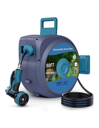 Manguera de Jardín Retráctil Tuzoc 15.24m con Carrete Pared