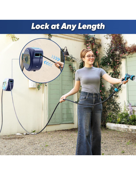 Manguera de Jardín Retráctil Tuzoc 15.24m con Carrete Pared