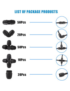 Kit de Conectores de Riego por Goteo FOGWOWO 150 Pcs 1/4" 2