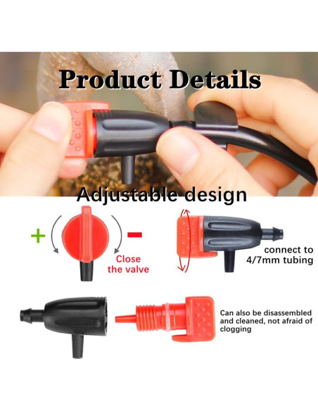 30 Emisores de Goteo Ajustables para Jardín Zhouocea