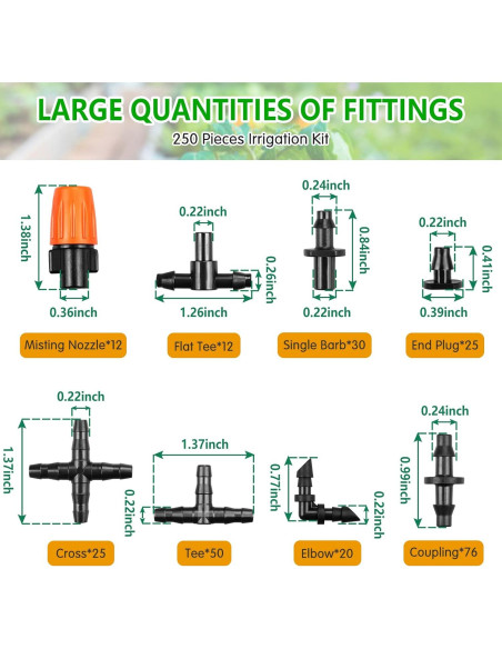 Kit de Conectores de Riego por Goteo Gardrip 250 Piezas 1/4"