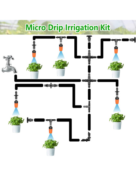 Kit de Conectores de Riego por Goteo Gardrip 250 Piezas 1/4"