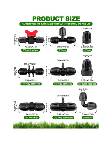 Kit de Conectores de Riego Kalolary 24 Piezas 1/2"