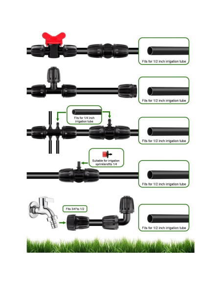 Kit de Conectores de Riego Kalolary 24 Piezas 1/2"