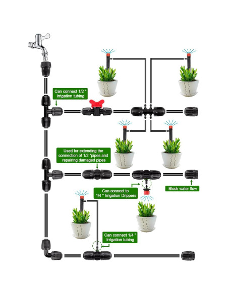 Kit de Conectores de Riego Kalolary 24 Piezas 1/2"