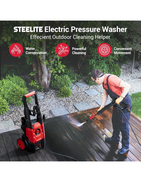 Lavadora a Presión Eléctrica STEELITE 9.5 L/min 4 Boquillas