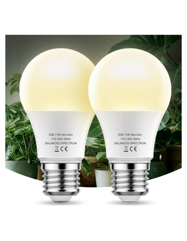 Bombilla LED de Crecimiento E26 WEEGrow 11W Espectro Completo - Paquete de 2