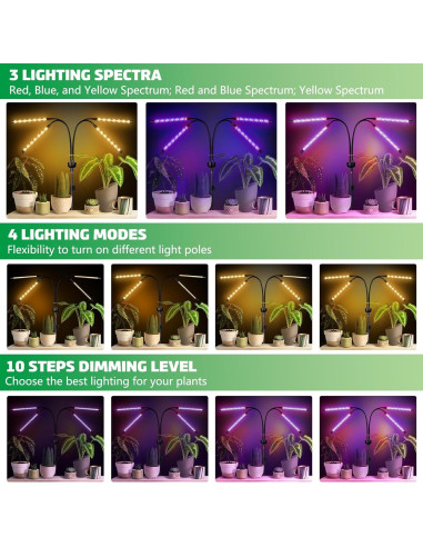Lámpara de Cultivo LED Espectro Completo Yentbokj 38-160 cm