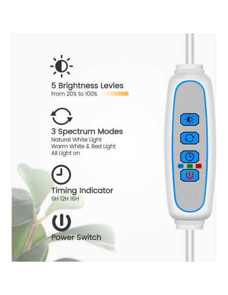 Luz de Crecimiento LED Garpsen 170 cm Espectro Completo