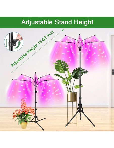 Luz de Crecimiento LED Garpsen 5 Cabezas con Soporte Ajustable