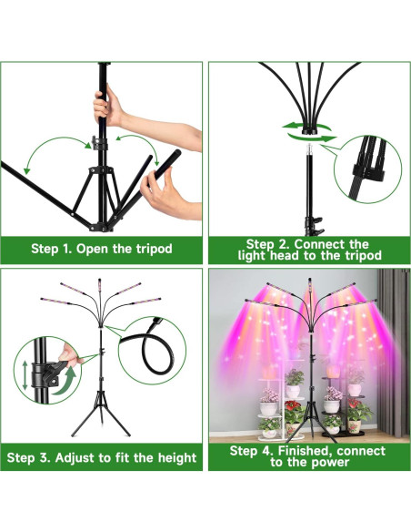 Luz de Crecimiento LED Garpsen 5 Cabezas con Soporte Ajustable