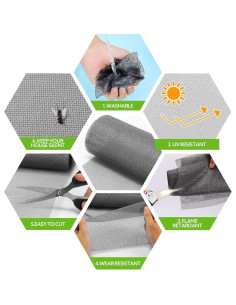 Kit de Reparación de Pantallas de Ventana FLYZZZ 121.9x299.7cm Gris 2