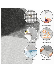 Kit de Reparación de Pantalla de Ventana QYQRQF 121.9x299.7cm Negro 2