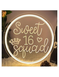 Cartel de Neón LED Sweet 16 Decoración 30x30cm ZPLNOSIN