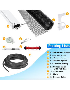 Kit de Pantalla de Ventana DIY 2 Piezas 91x91 cm Aluminio 2