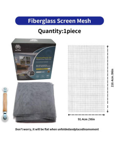 Malla de Fibra de Vidrio MAISHI 91.4x218.4cm Gris para Ventanas 2