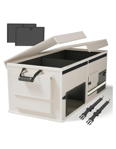 Organizador de Maletero ZMCN Plegable 60L Beige con Tapa