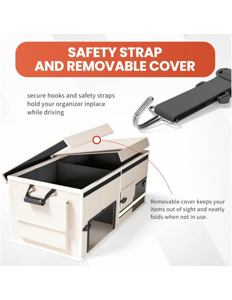 Organizador de Maletero ZMCN Plegable 60L Beige con Tapa