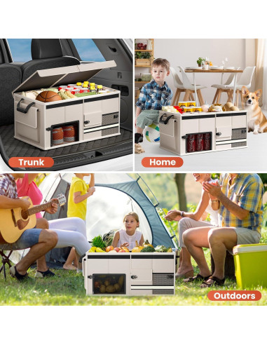 Organizador de Maletero ZMCN Plegable 60L Beige con Tapa