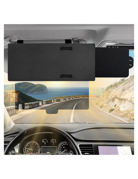 Visera Solar Antirreflejo CHRYMUM Ajustable para Automóvil Negro