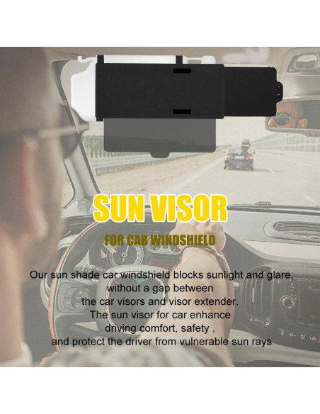Visera Solar Antirreflejo CHRYMUM Ajustable para Automóvil Negro
