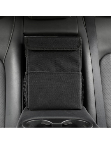 Basurero de coche AOKJOY negro con tapa y 3 bolsillos