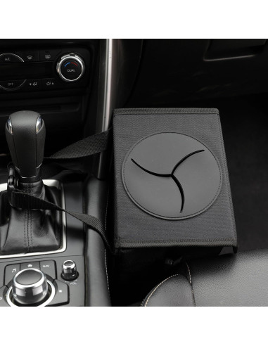 Basurero de coche AOKJOY negro con tapa y 3 bolsillos