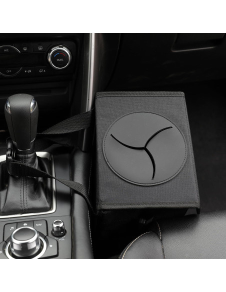 Basurero de coche AOKJOY negro con tapa y 3 bolsillos