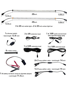Kit de Barra de Luz LED 12V TopAutoGear 5 Pcs Dimmable IP67 2